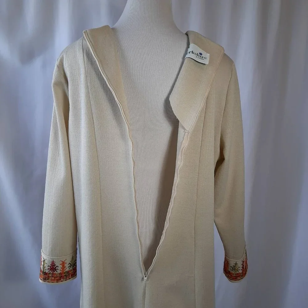 Vtg 60s 70s Berkshire B Tween Fall Embroidered Hippy Boho Shift Midi Dress - Picture 6 of 10